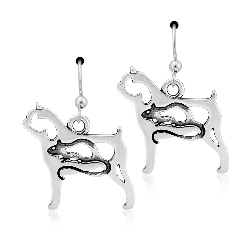 Sterling Silver Brussels Griffon Earrings, Smooth Coat