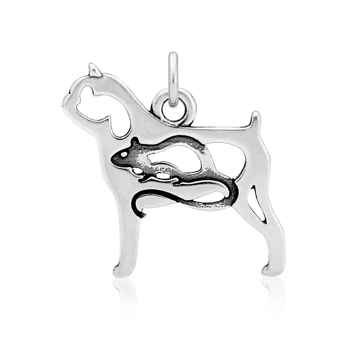 Sterling Silver Brussels Griffon Necklace, Smooth Coat