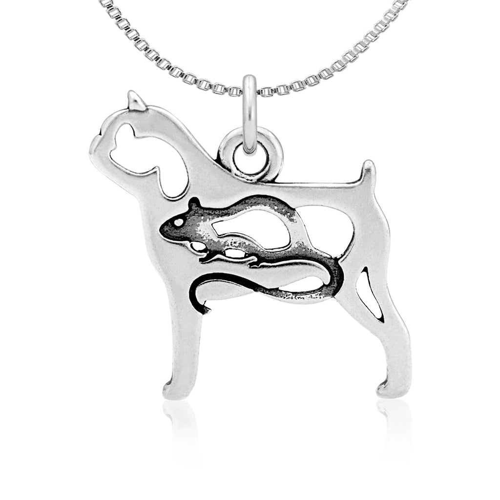 Sterling Silver Brussels Griffon Necklace, Smooth Coat