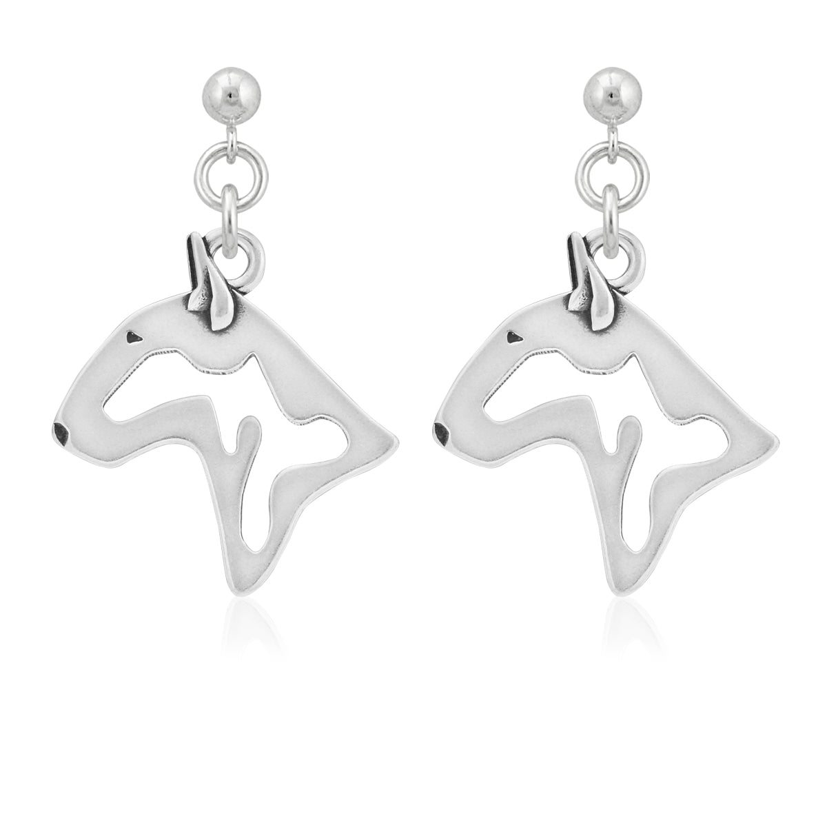 Bull Terrier Earrings in Sterling Silver