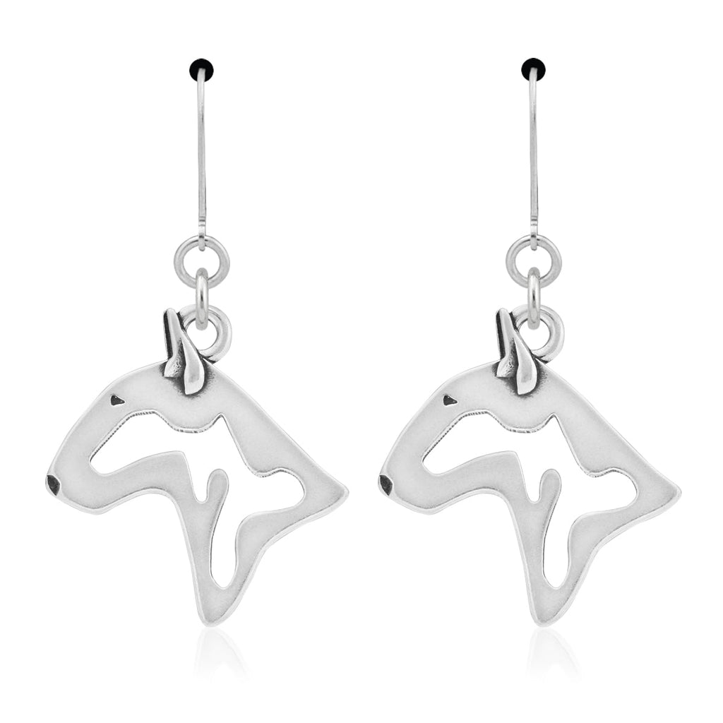 Bull Terrier Earrings in Sterling Silver