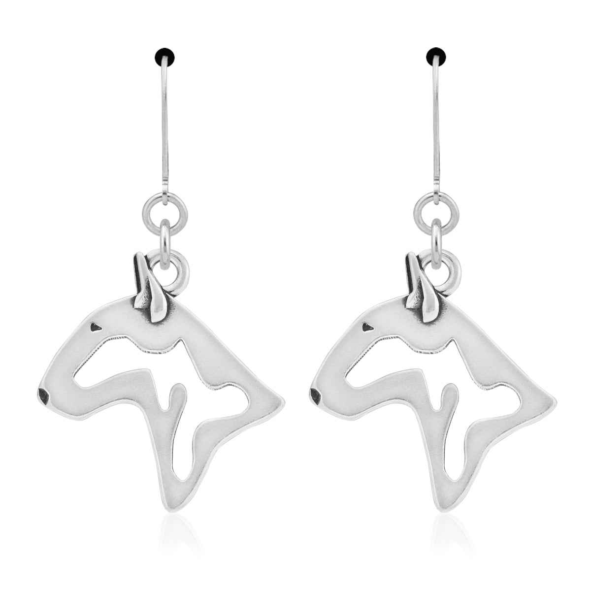 Bull Terrier Earrings in Sterling Silver