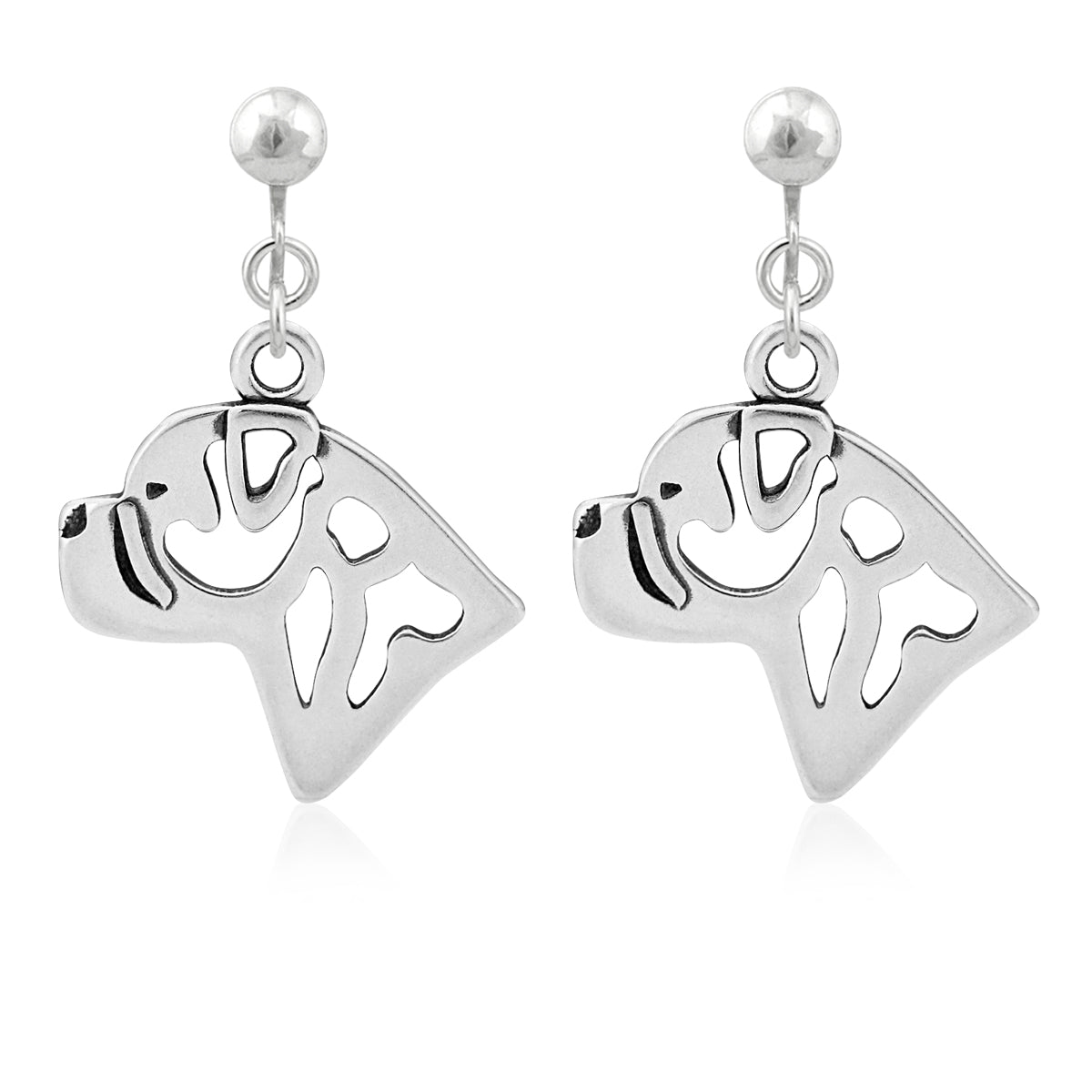 Bullmastiff Earrings in Sterling Silver