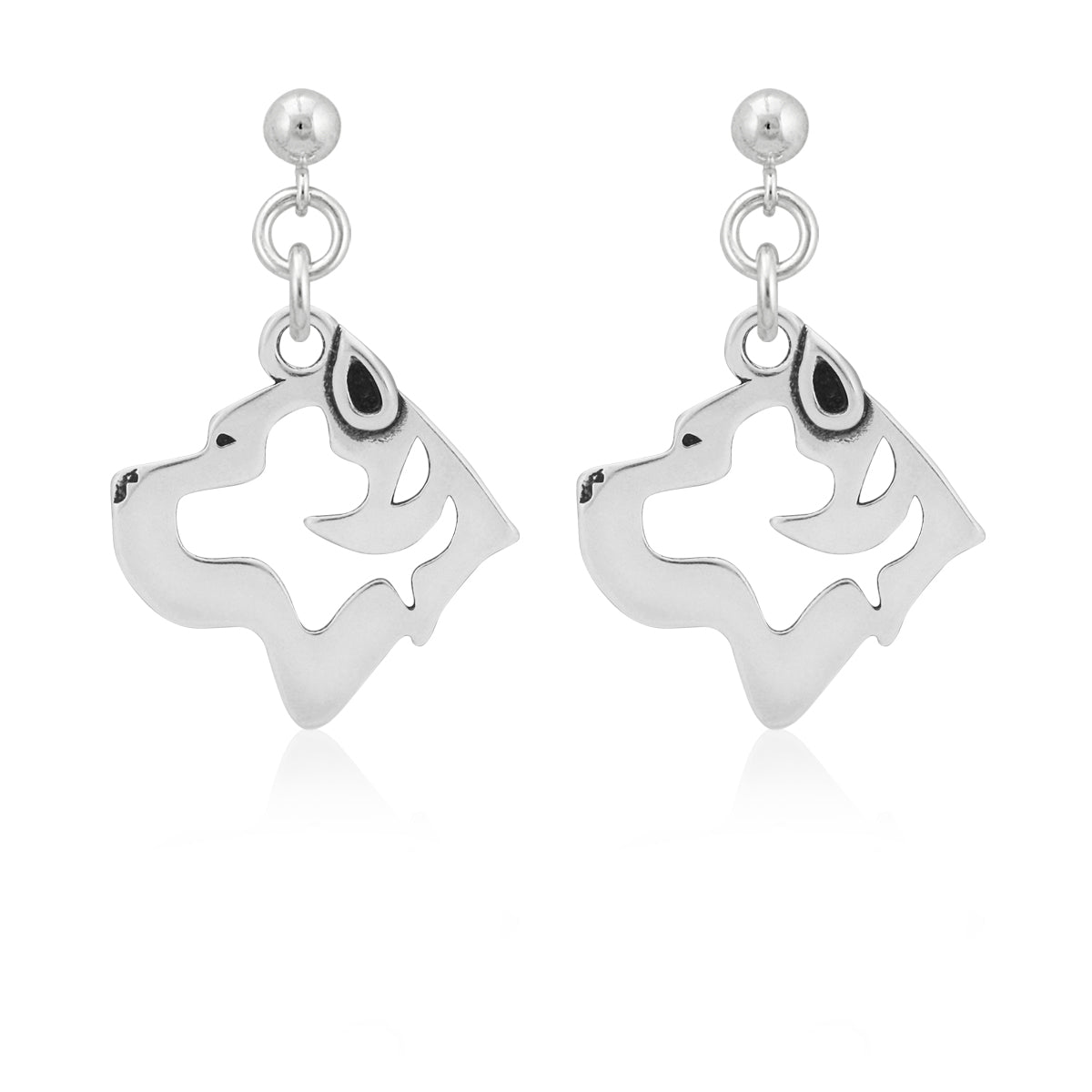 Cane Corso Earrings in Sterling Silver, Cropped Ears