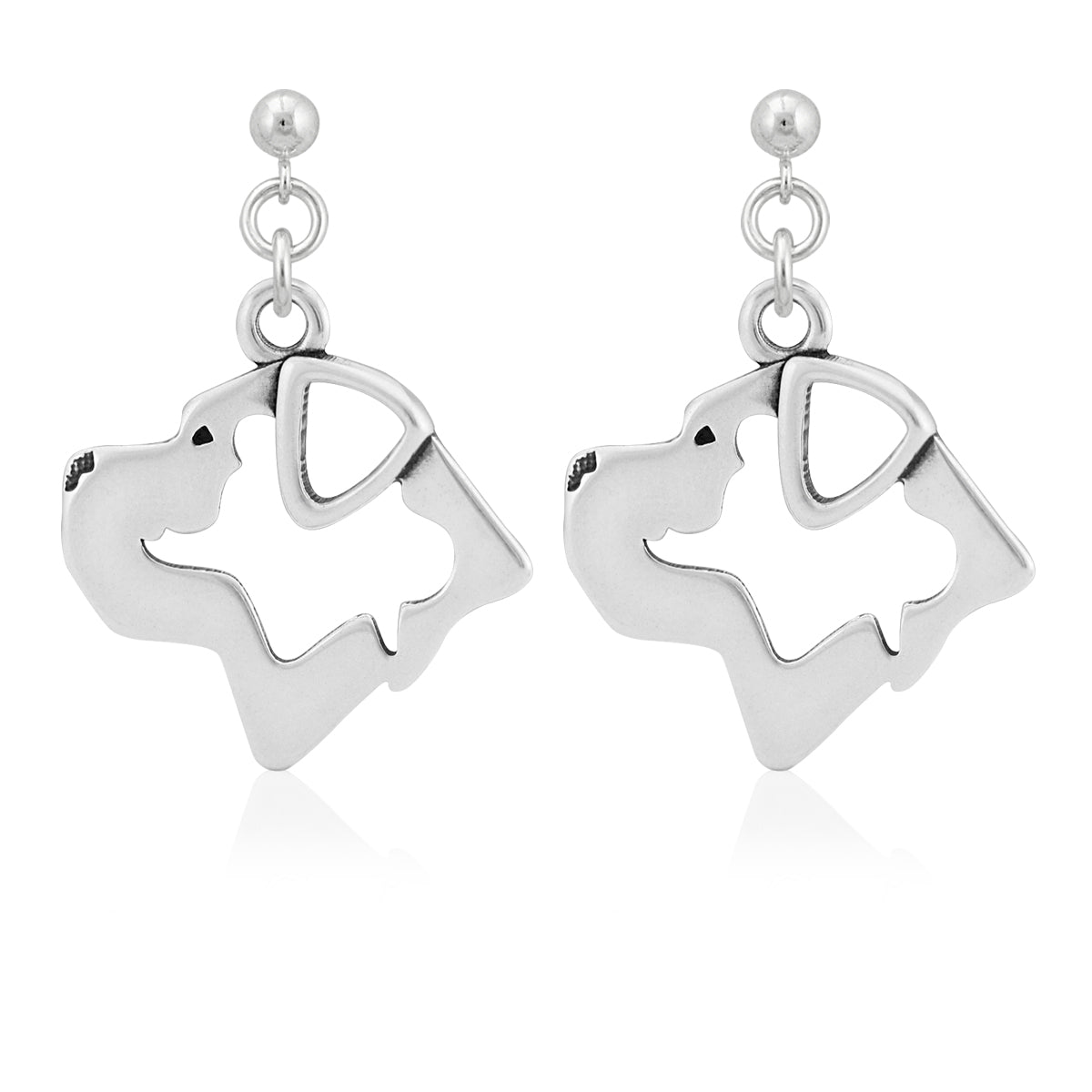 Cane Corso Earrings in Sterling Silver, Natural Ears