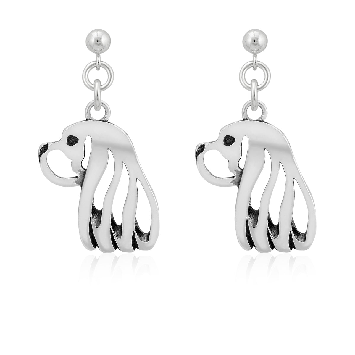 Cavalier King Charles Spaniel Earrings in Sterling Silver