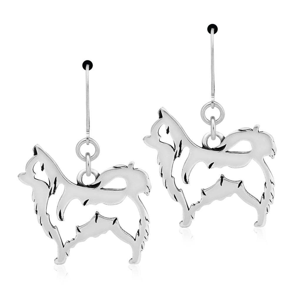 Sterling Silver Chihuahua Earrings, Long Haired