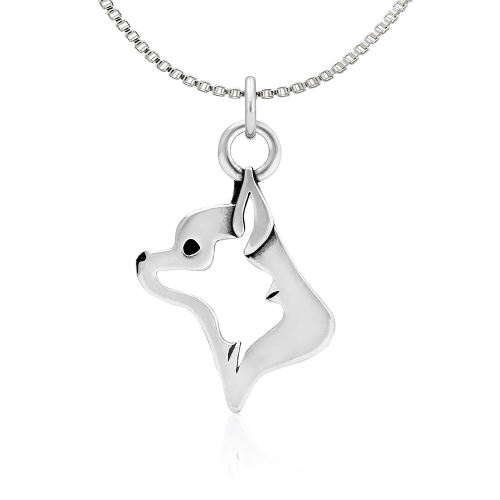 Chihuahua Necklace in Sterling Silver, Smooth Coat