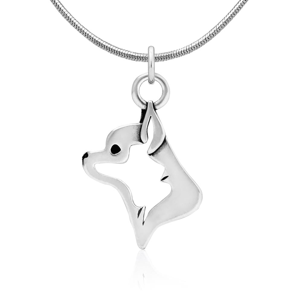Chihuahua Necklace in Sterling Silver, Smooth Coat