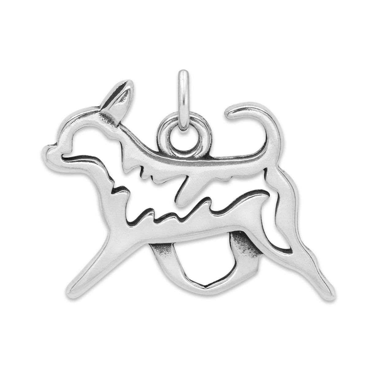 Sterling Silver Chihuahua Necklace Pendant, Smooth Coat