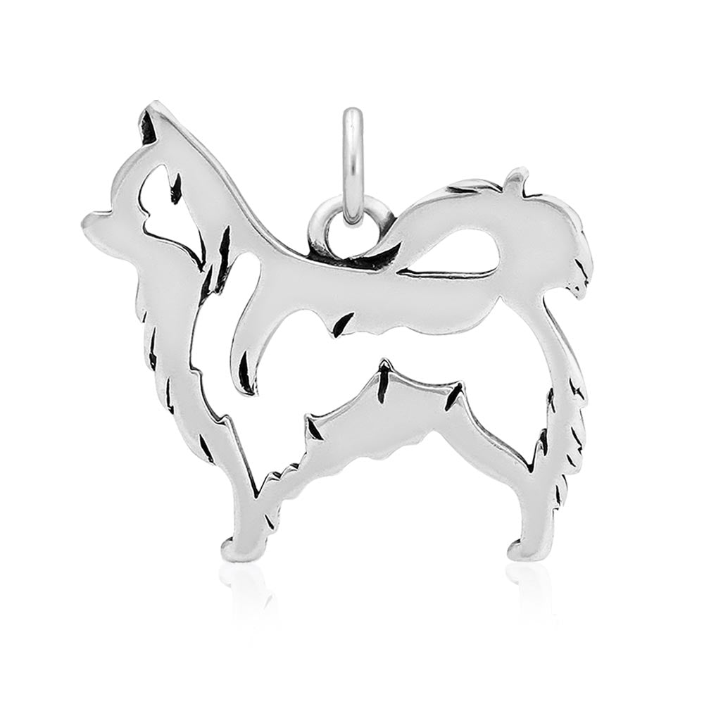 Sterling Silver Chihuahua Necklace Jewelry, Long Haired
