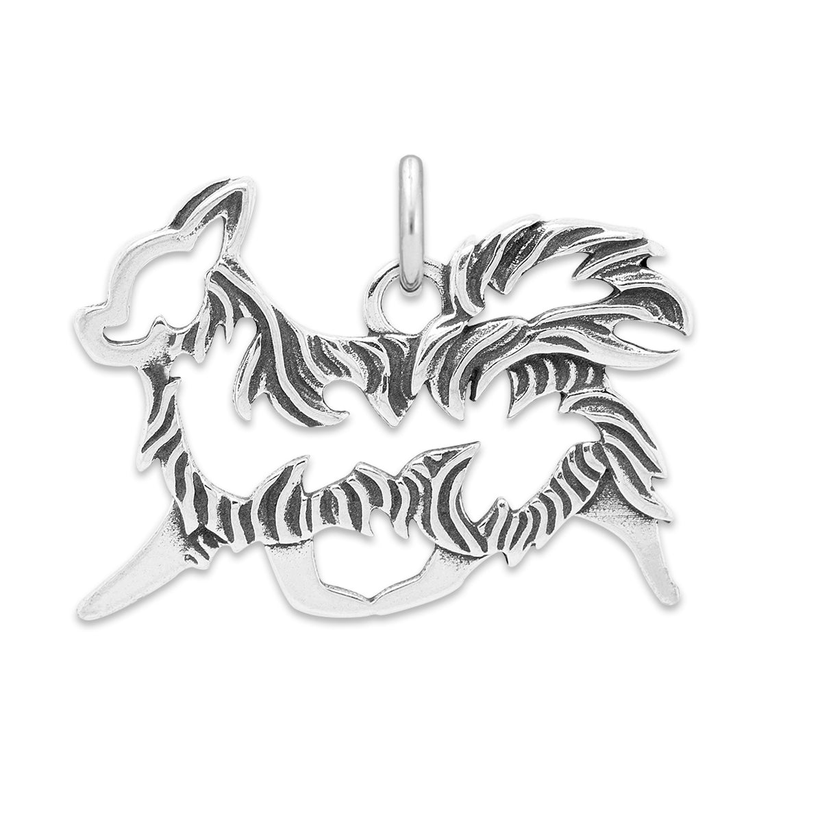 Sterling Silver Chihuahua Necklace Pendant, Longhaired