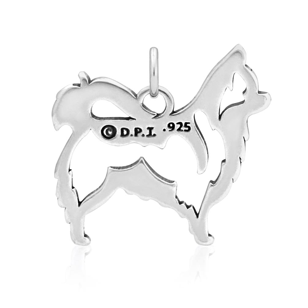 Sterling Silver Chihuahua Necklace Jewelry, Long Haired