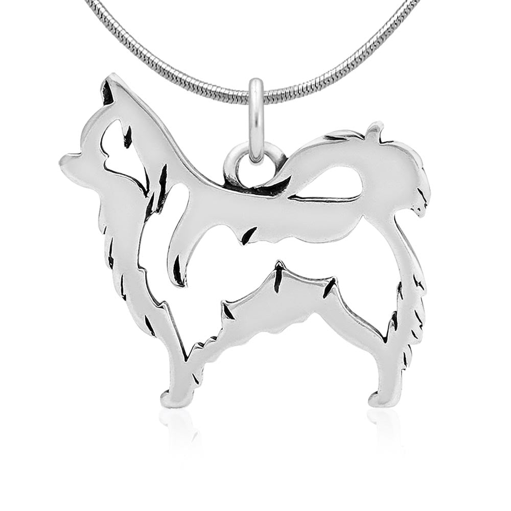Sterling Silver Chihuahua Necklace Jewelry, Long Haired