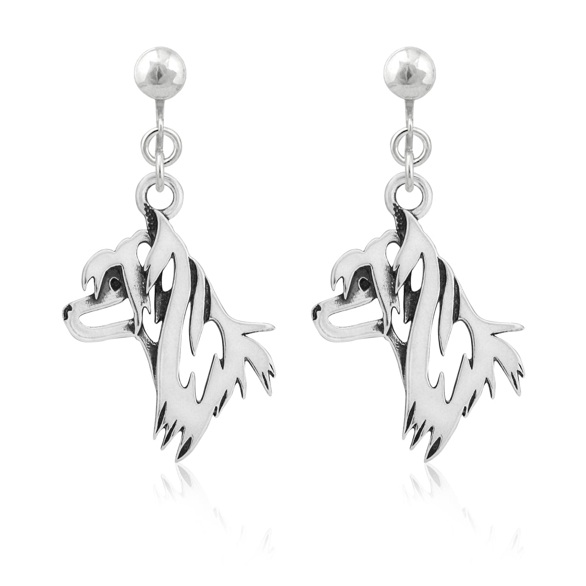 Chinese Crested Earrings in Sterling Silver