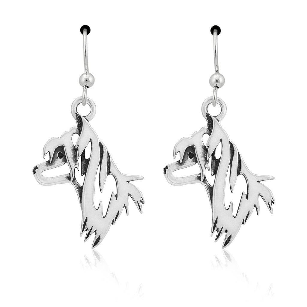 Chinese Crested Earrings in Sterling Silver