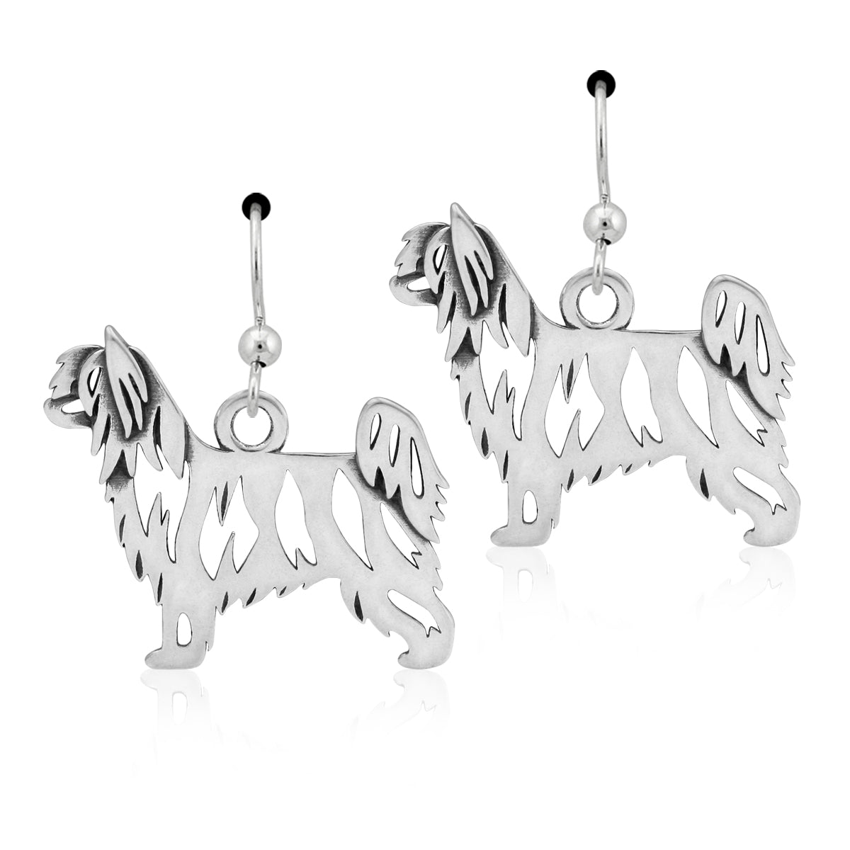 Sterling Silver Chinese Crested Earrings, Powderpuff