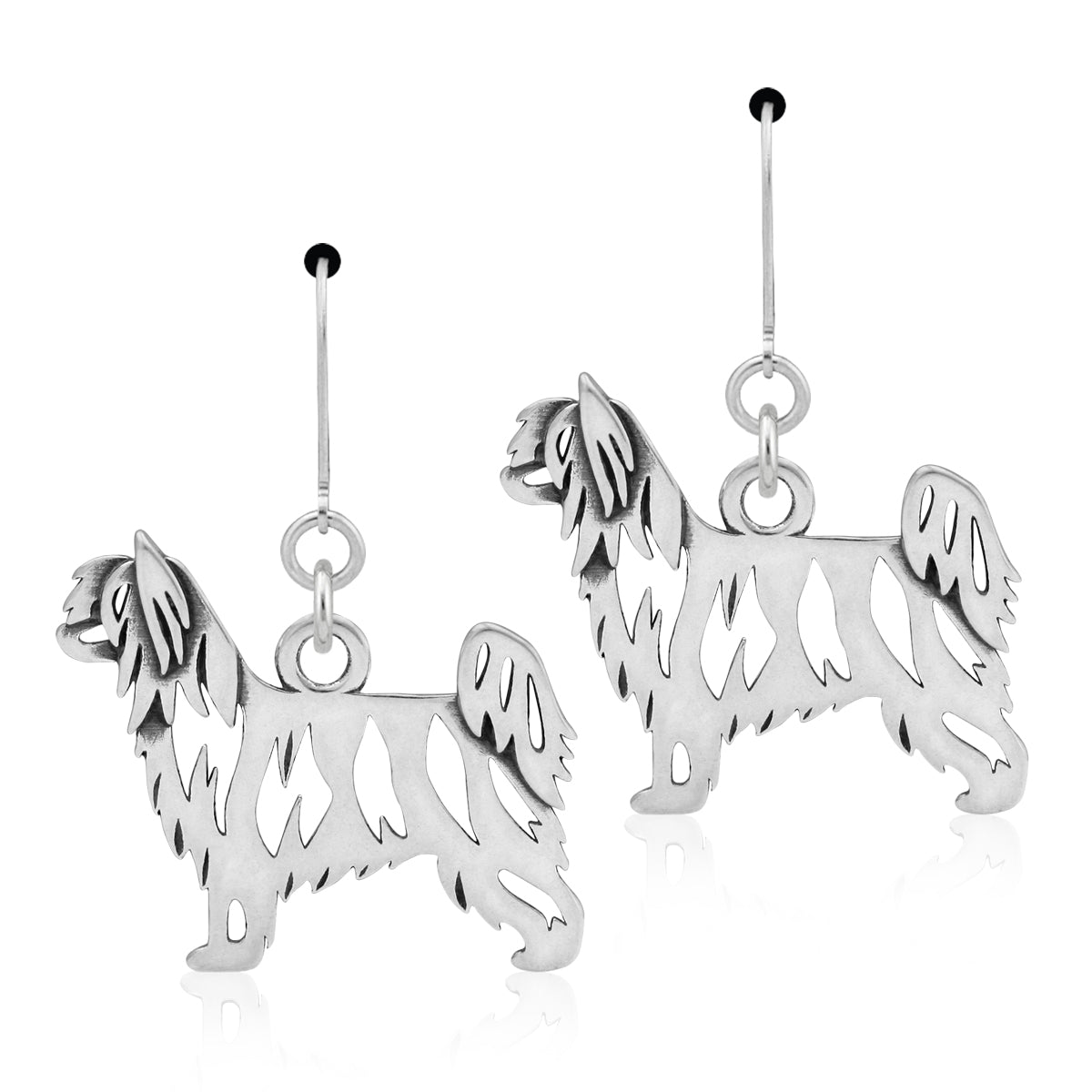Sterling Silver Chinese Crested Earrings, Powderpuff