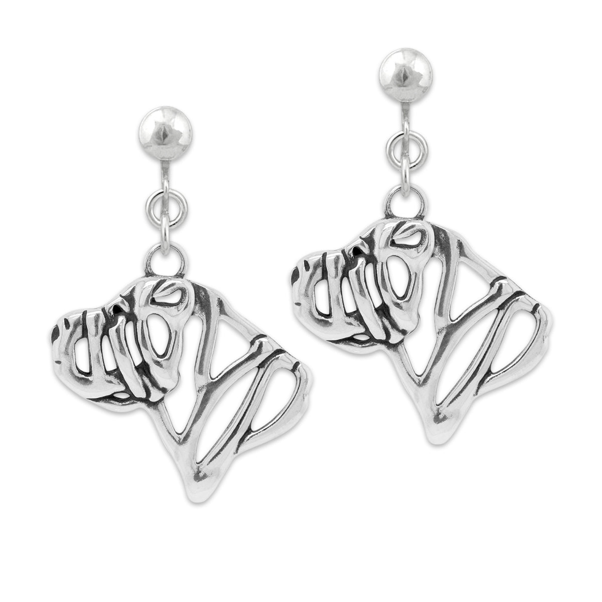 Chinese Shar Pei Earrings in Sterling Silver
