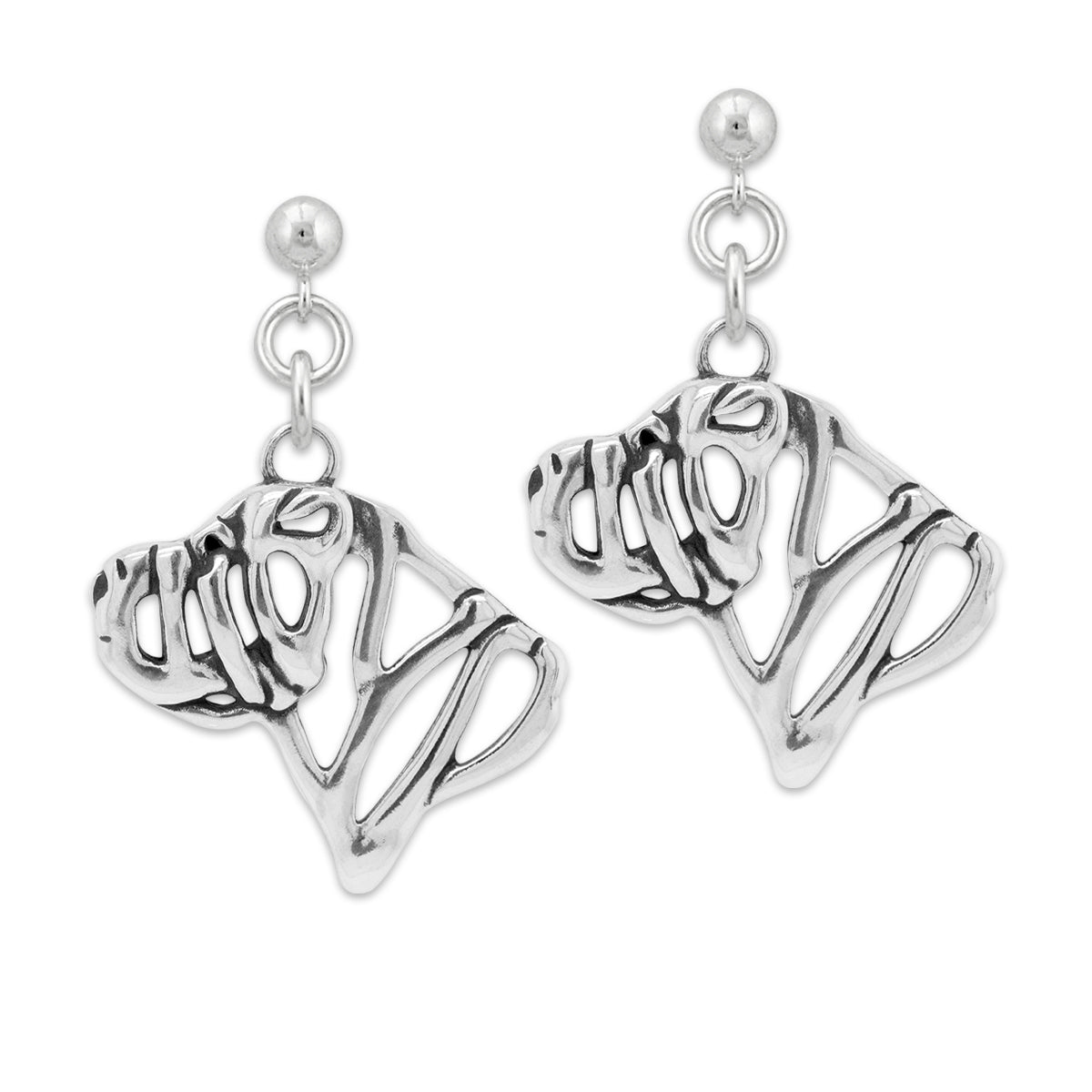 Chinese Shar Pei Earrings in Sterling Silver