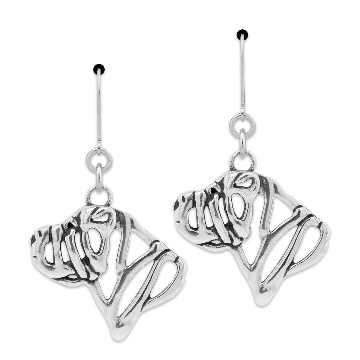 Chinese Shar Pei Earrings in Sterling Silver