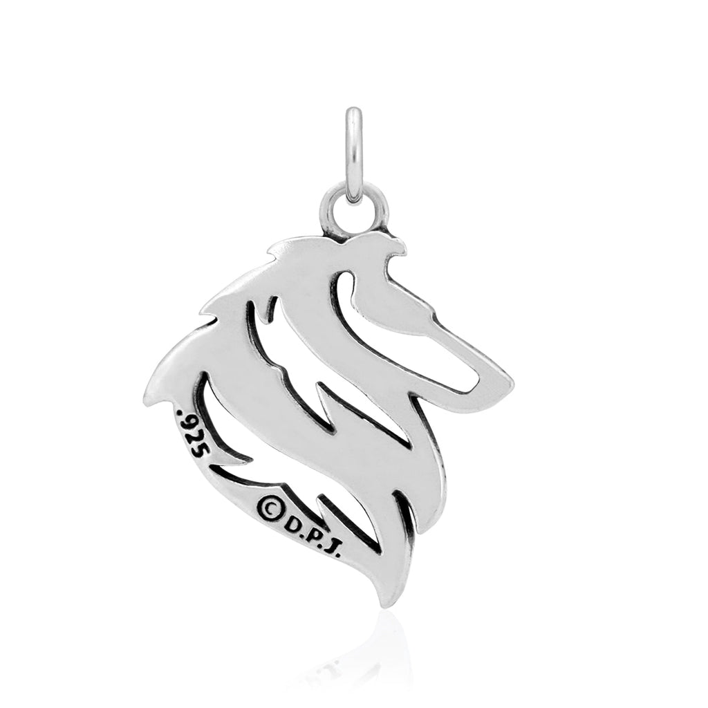 Collie Necklace in Sterling Silver, Rough Coat