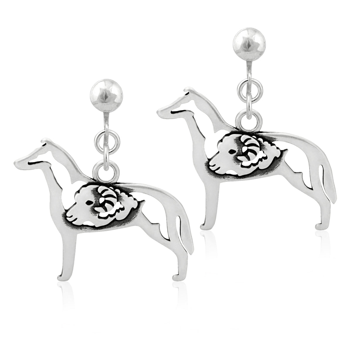 Sterling Silver Collie Earrings, Smooth Coat