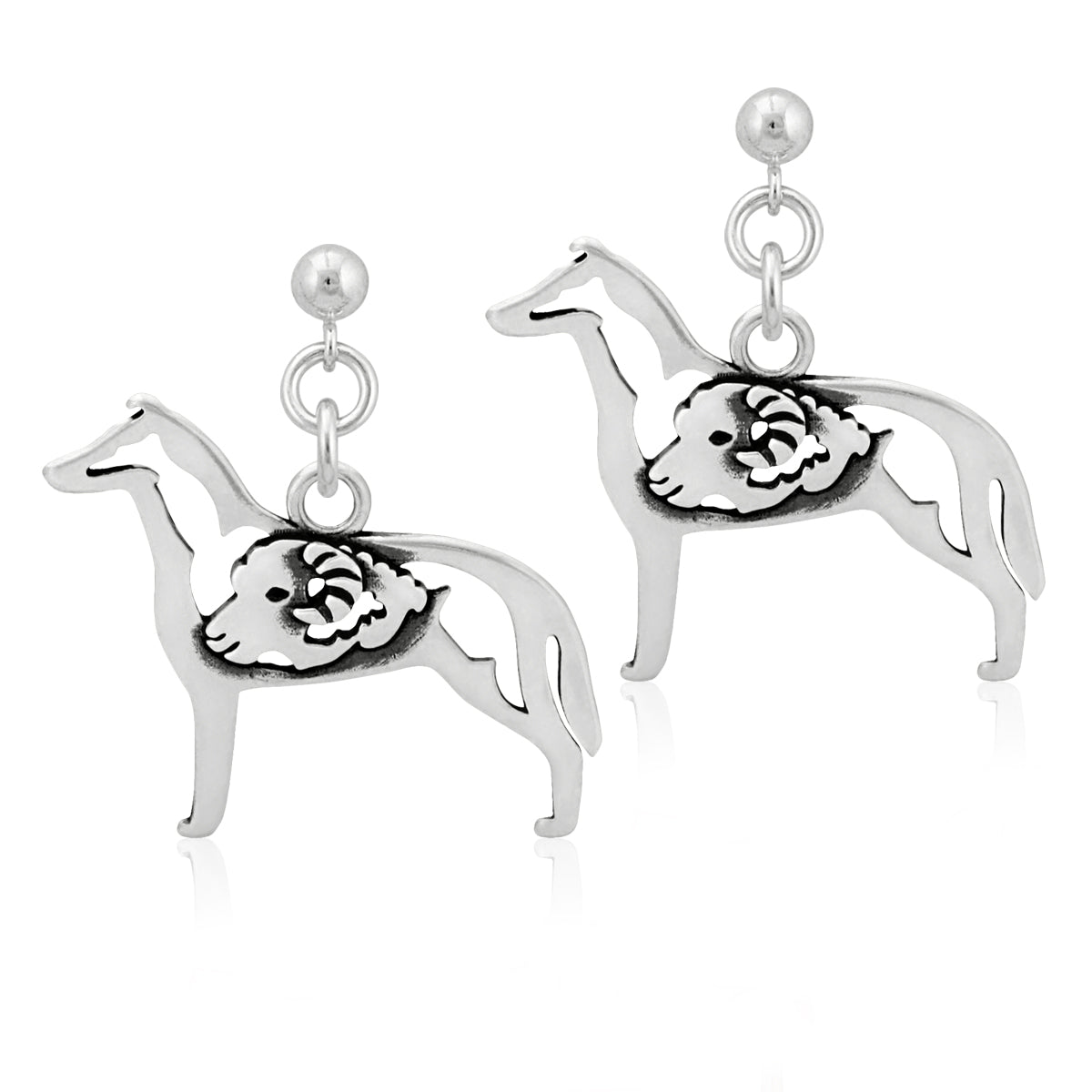 Sterling Silver Collie Earrings, Smooth Coat