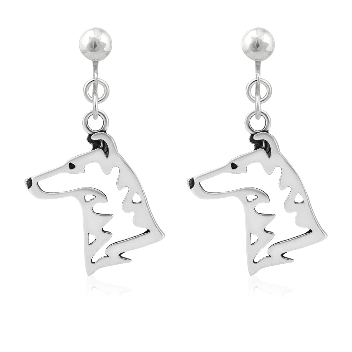 Collie Earrings in Sterling Silver, Smooth Coat