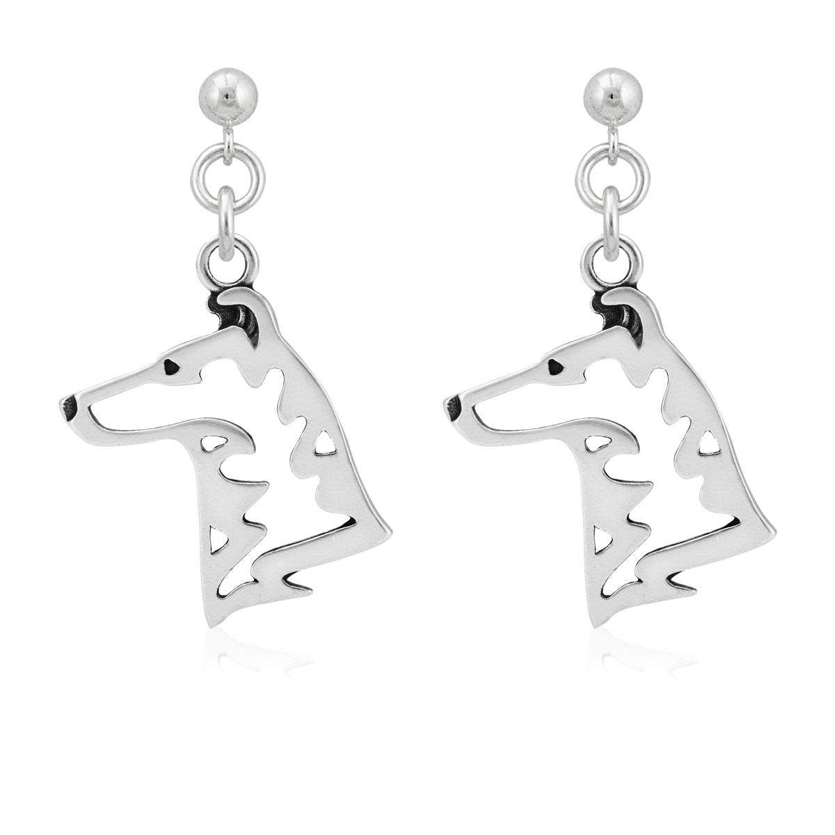Collie Earrings in Sterling Silver, Smooth Coat
