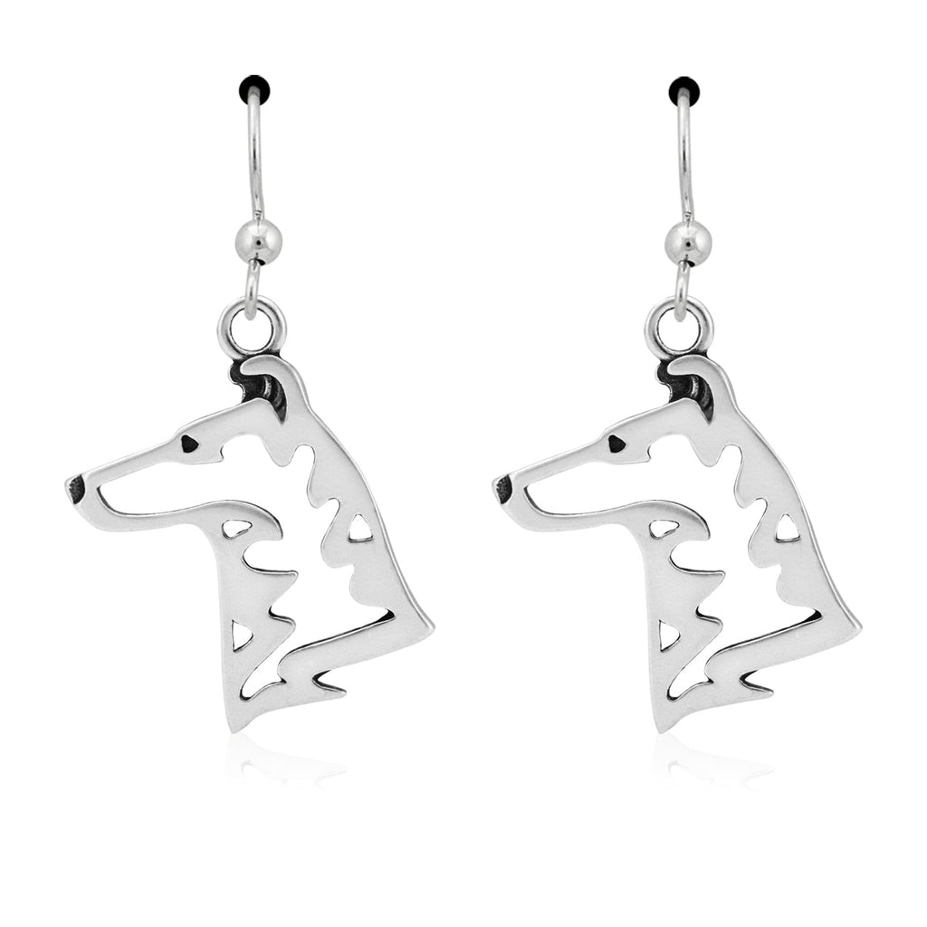 Collie Earrings in Sterling Silver, Smooth Coat