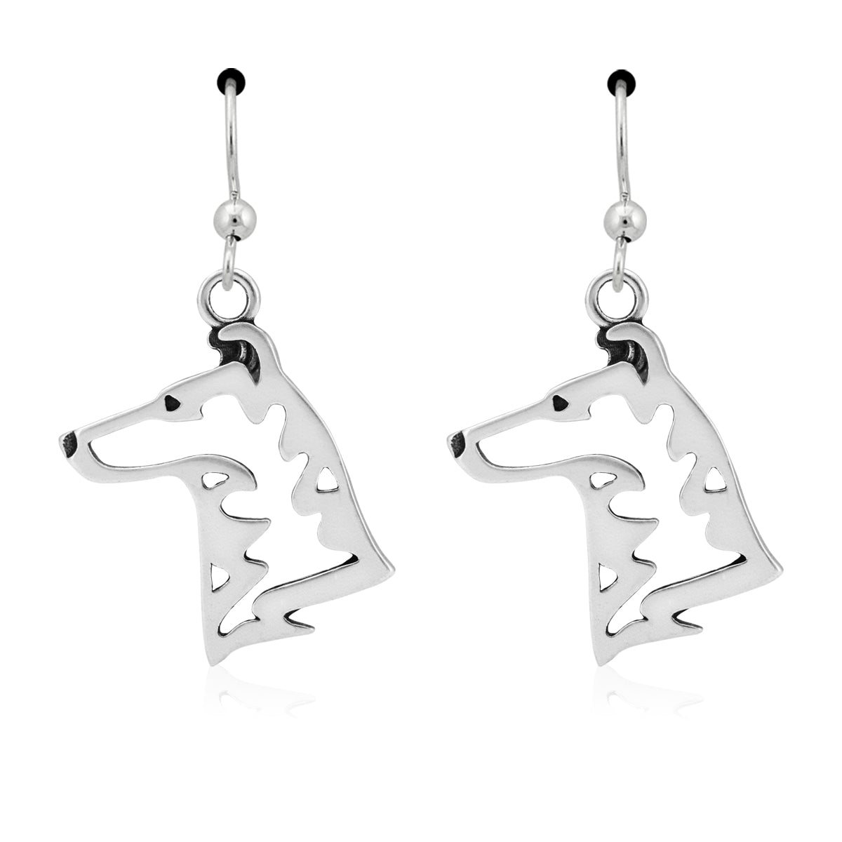 Collie Earrings in Sterling Silver, Smooth Coat