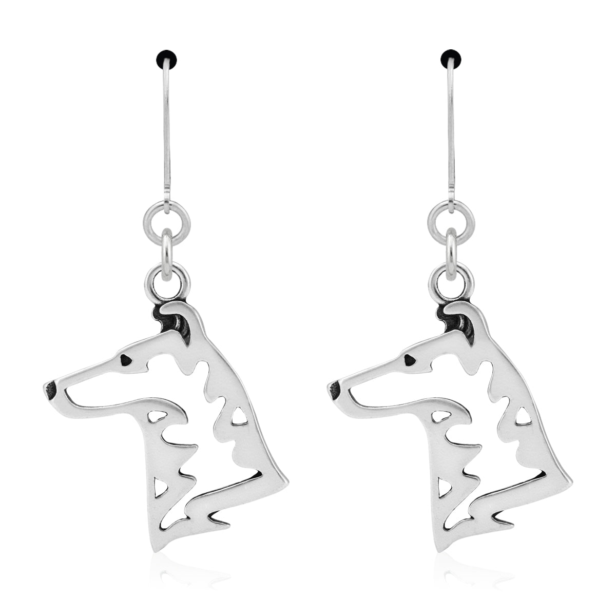 Collie Earrings in Sterling Silver, Smooth Coat