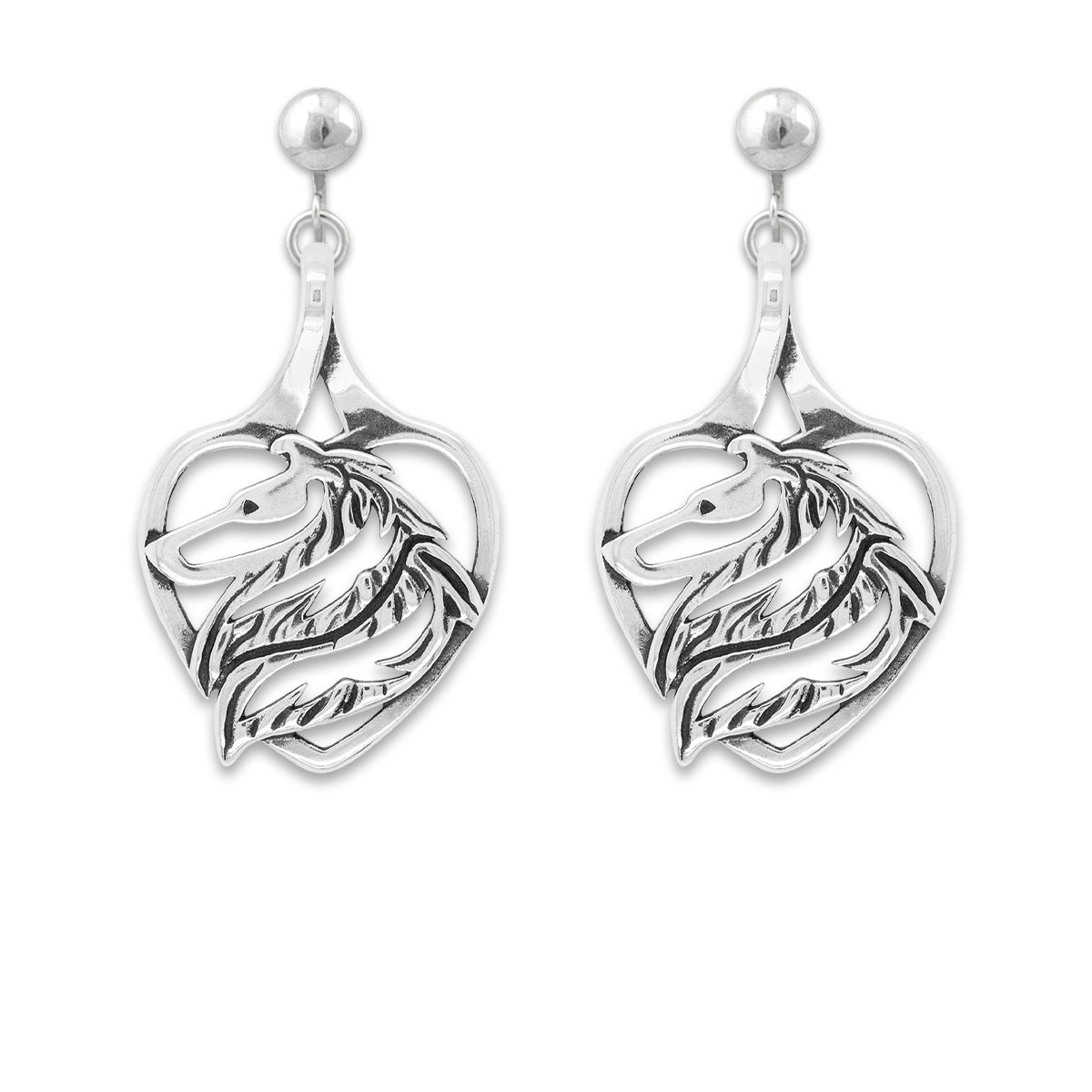 Collie Heart Earrings, Rough Coat