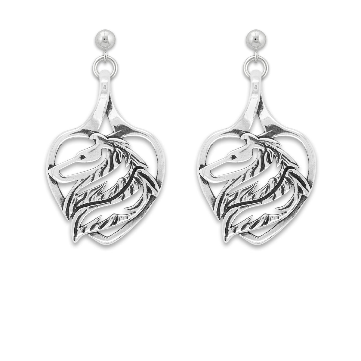 Collie Heart Earrings, Rough Coat