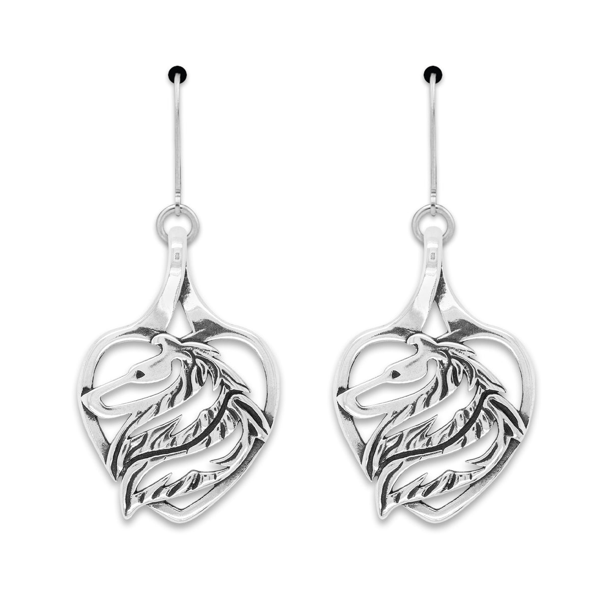 Collie Heart Earrings, Rough Coat