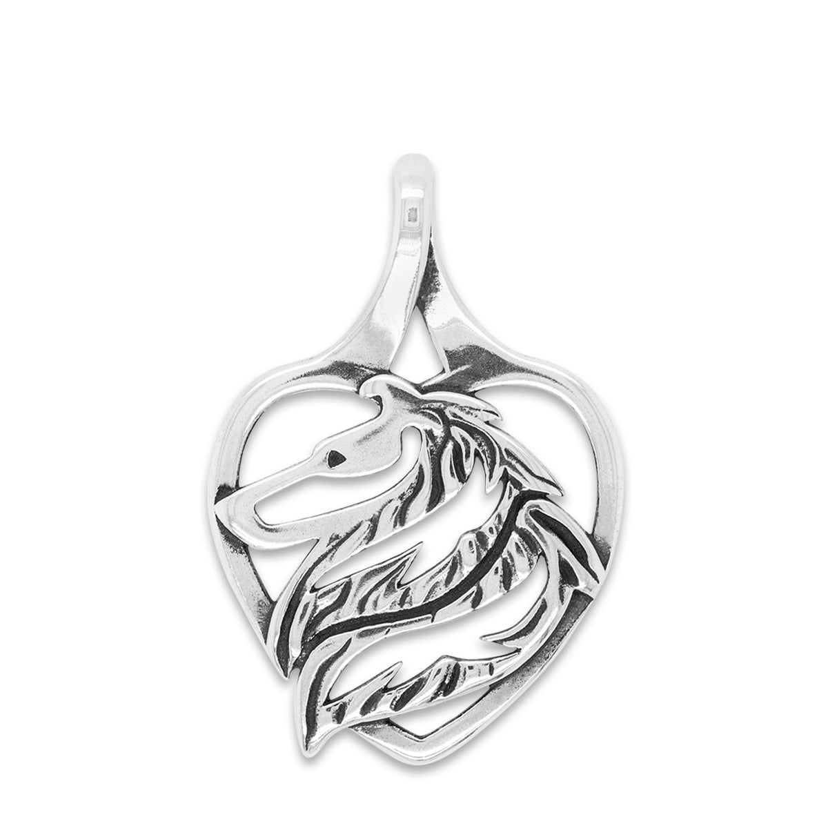 Collie Heart Necklace, Rough Coat