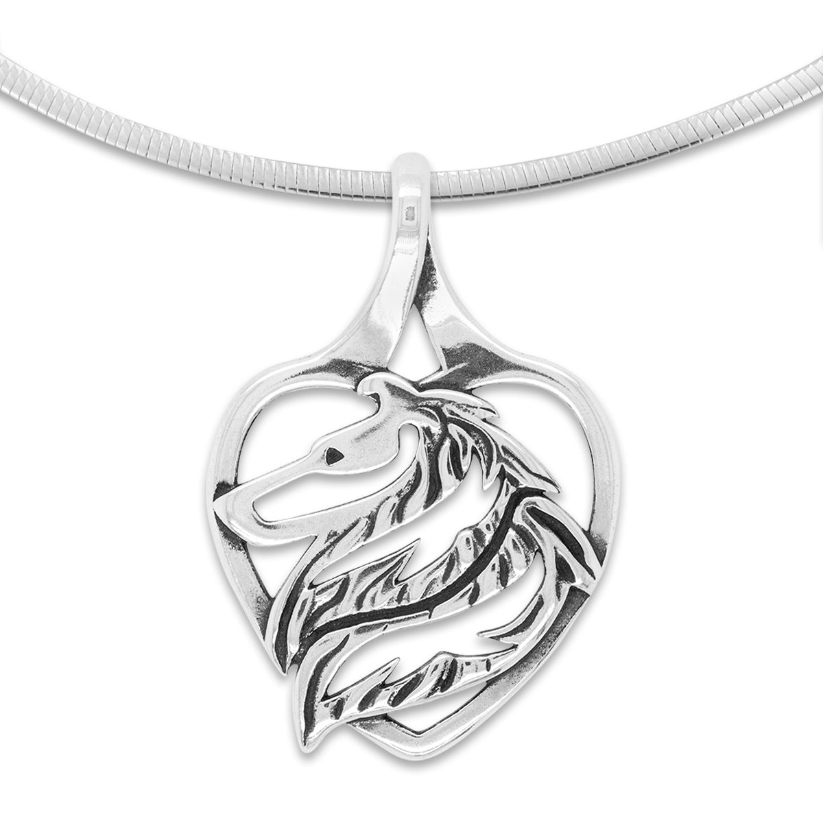 Collie Heart Necklace, Rough Coat