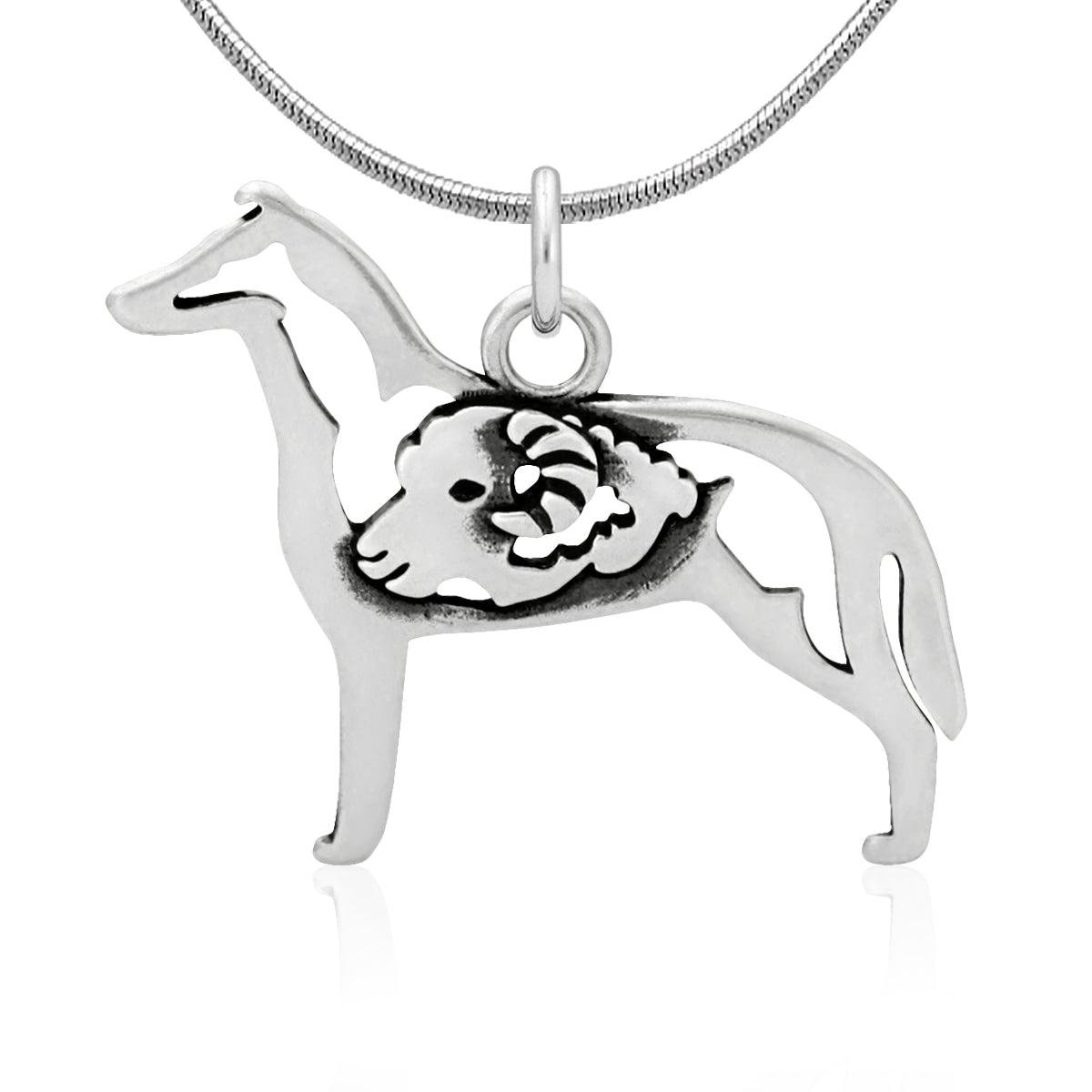 Sterling Silver Collie Necklace Jewelry, Smooth Coat