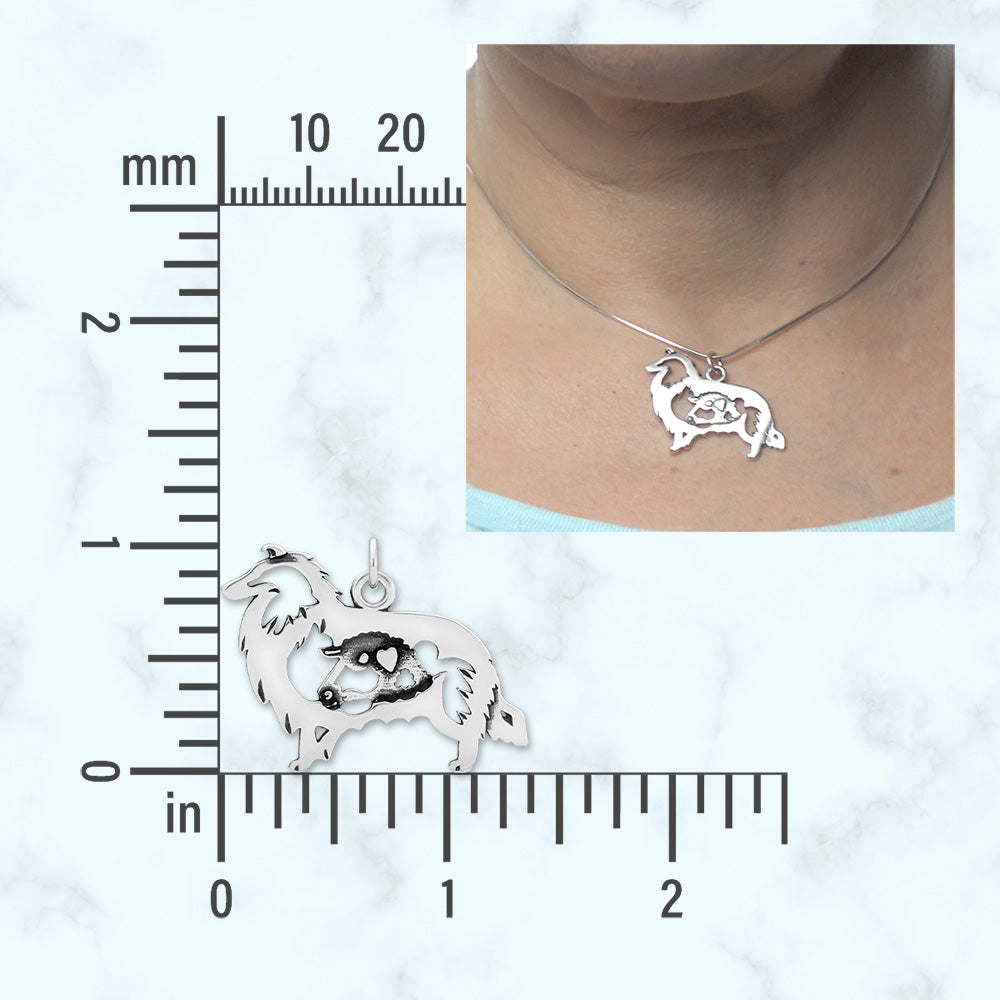 Sterling Silver Collie Necklace Jewelry, Rough Coat