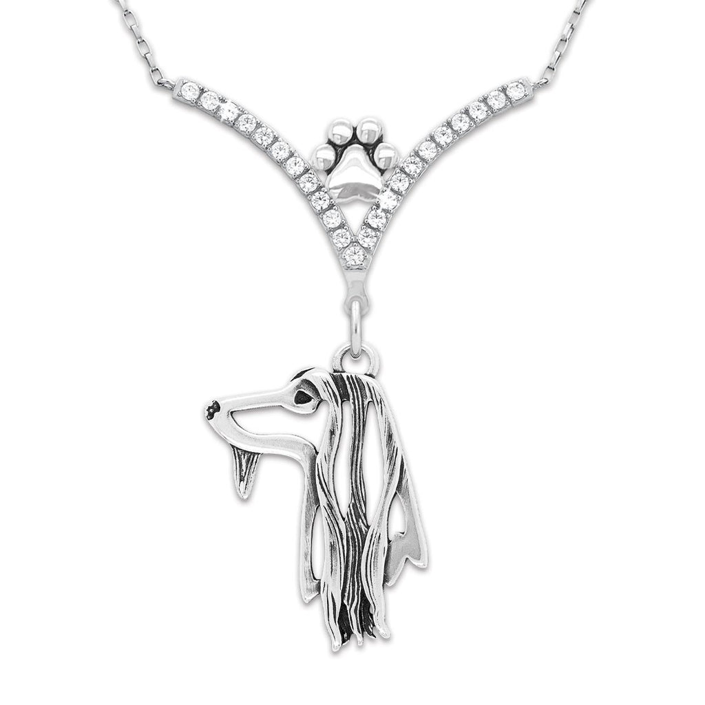 CZ Afghan Hound Necklace