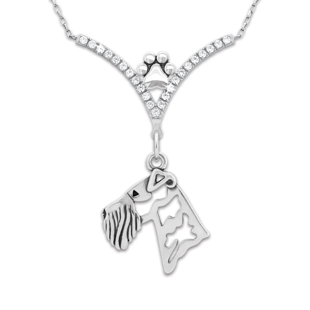 CZ Airedale Terrier Necklace