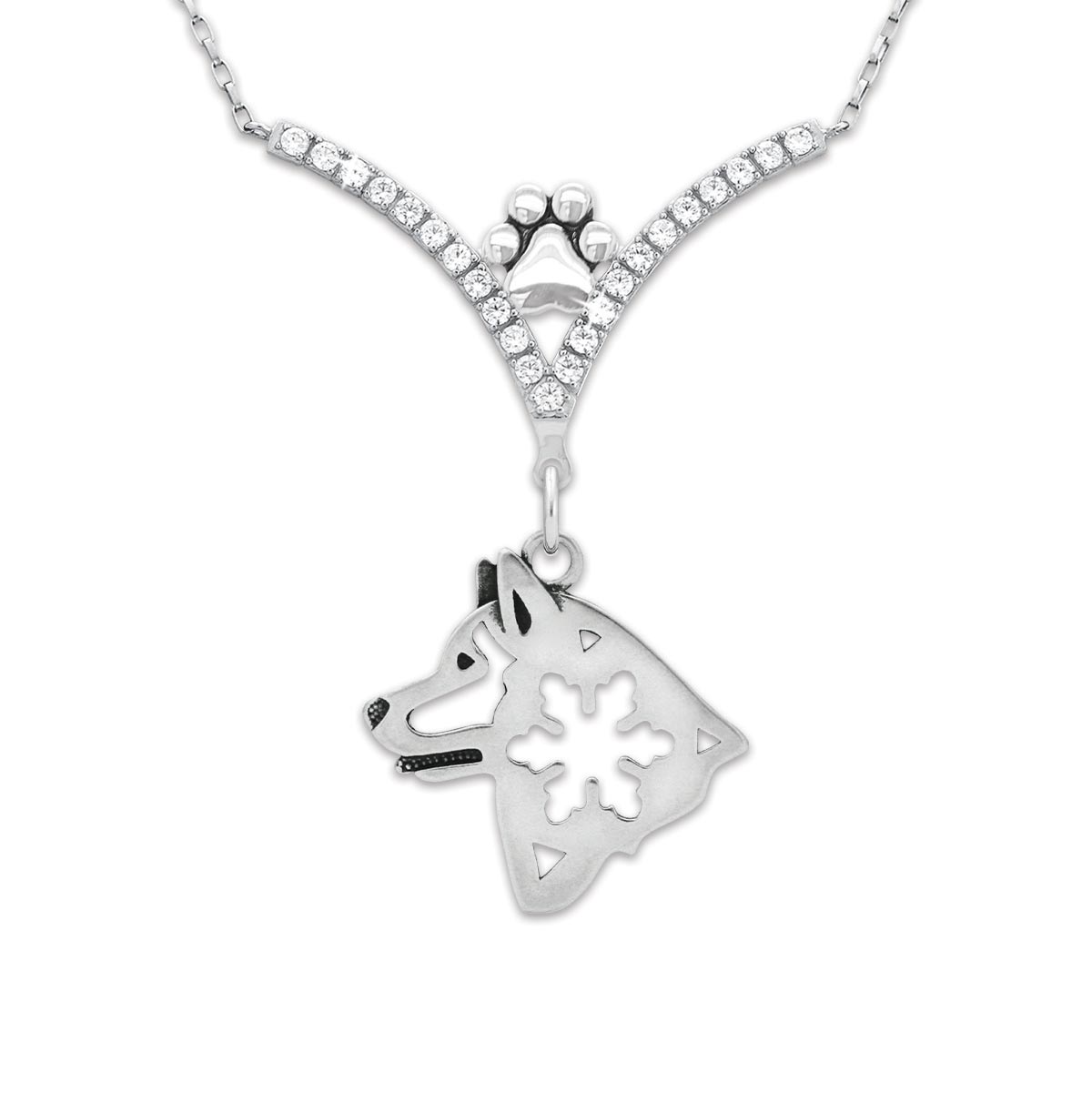 CZ Alaskan Malamute Necklace