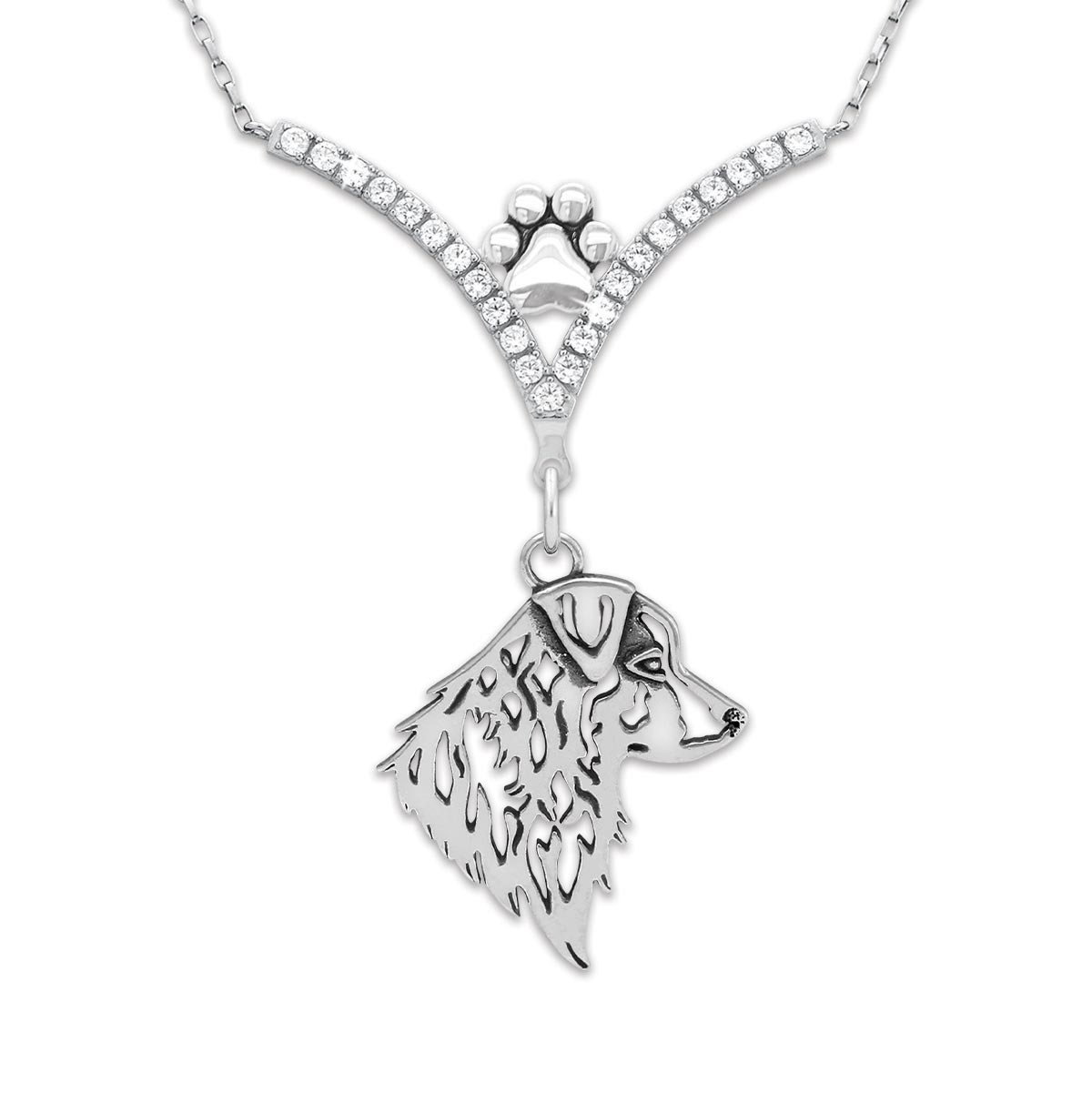 CZ Australian Shepherd Necklace