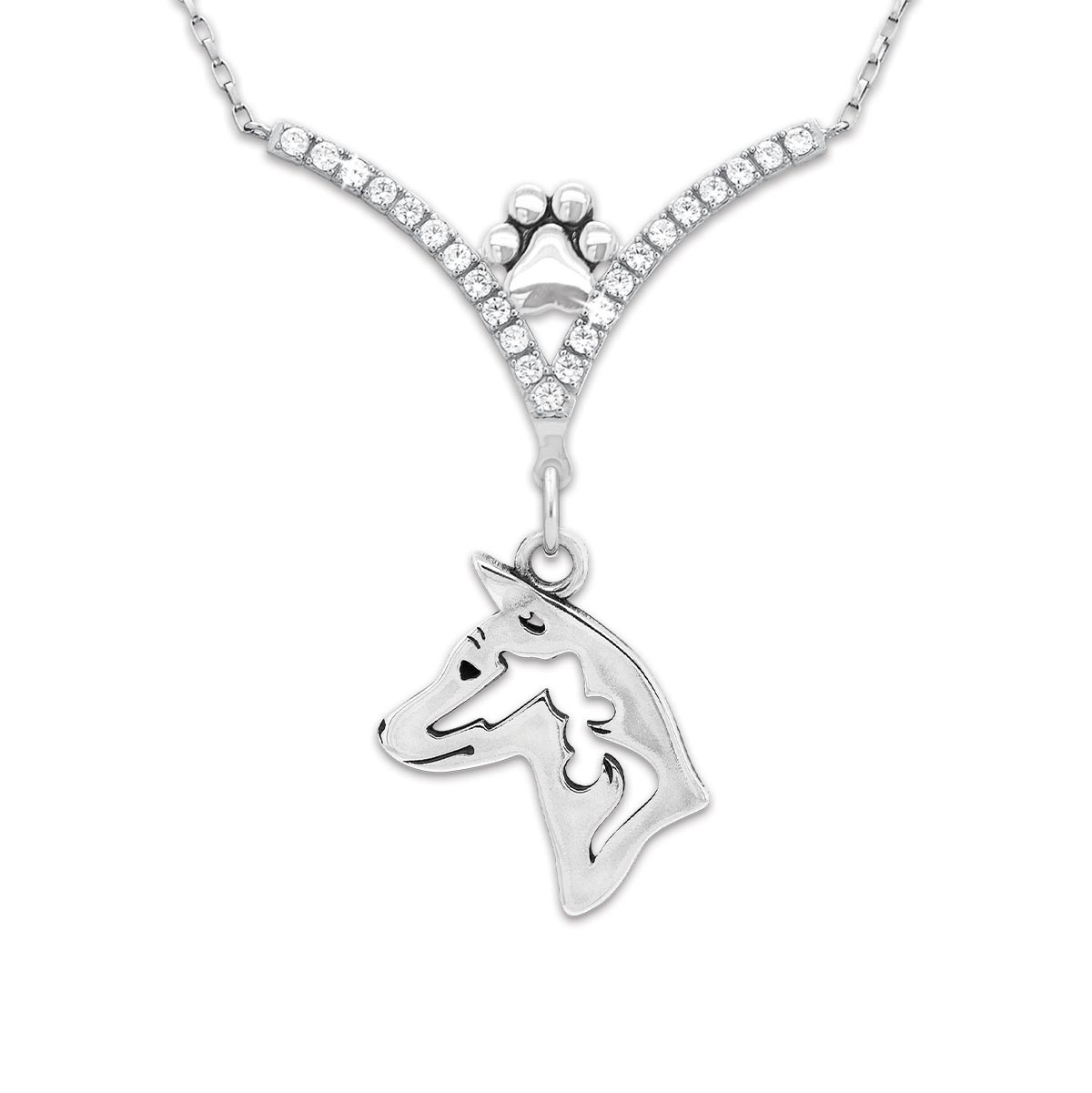 CZ Basenji Necklace