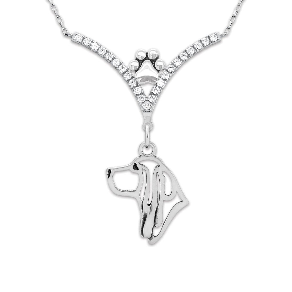 CZ Basset Hound Necklace