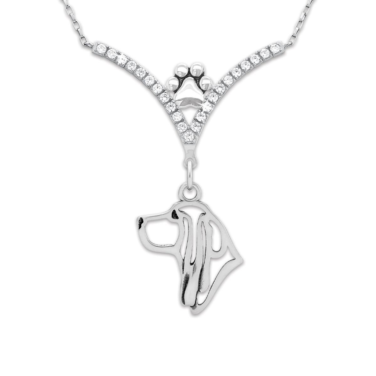 CZ Basset Hound Necklace