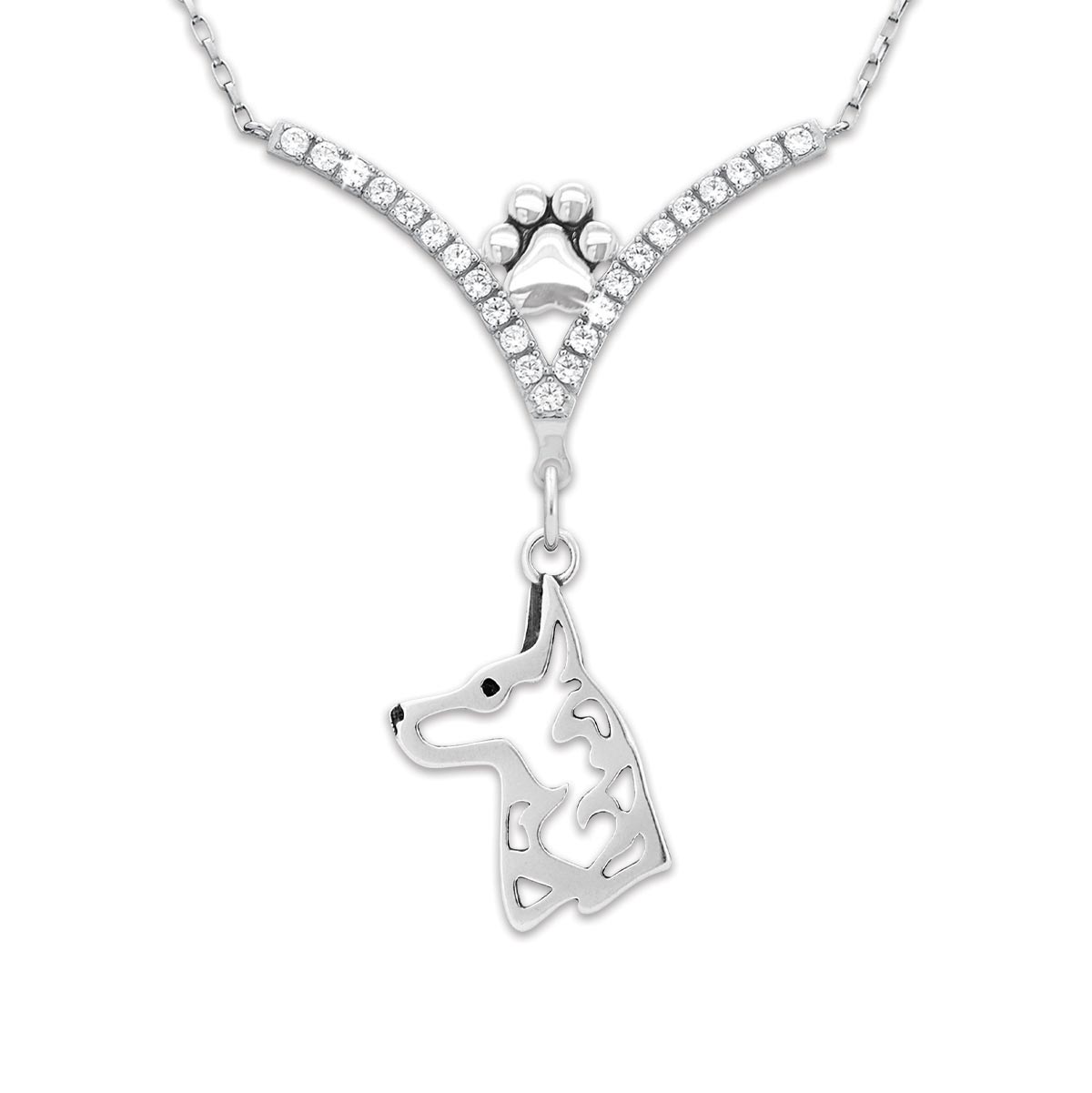 CZ Belgian Malinois Necklace