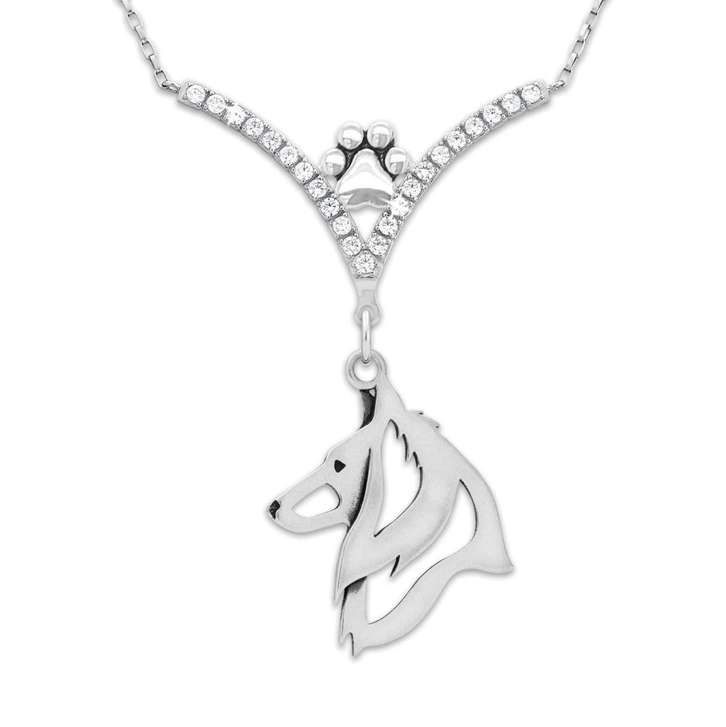 CZ Belgian Sheepdog Necklace