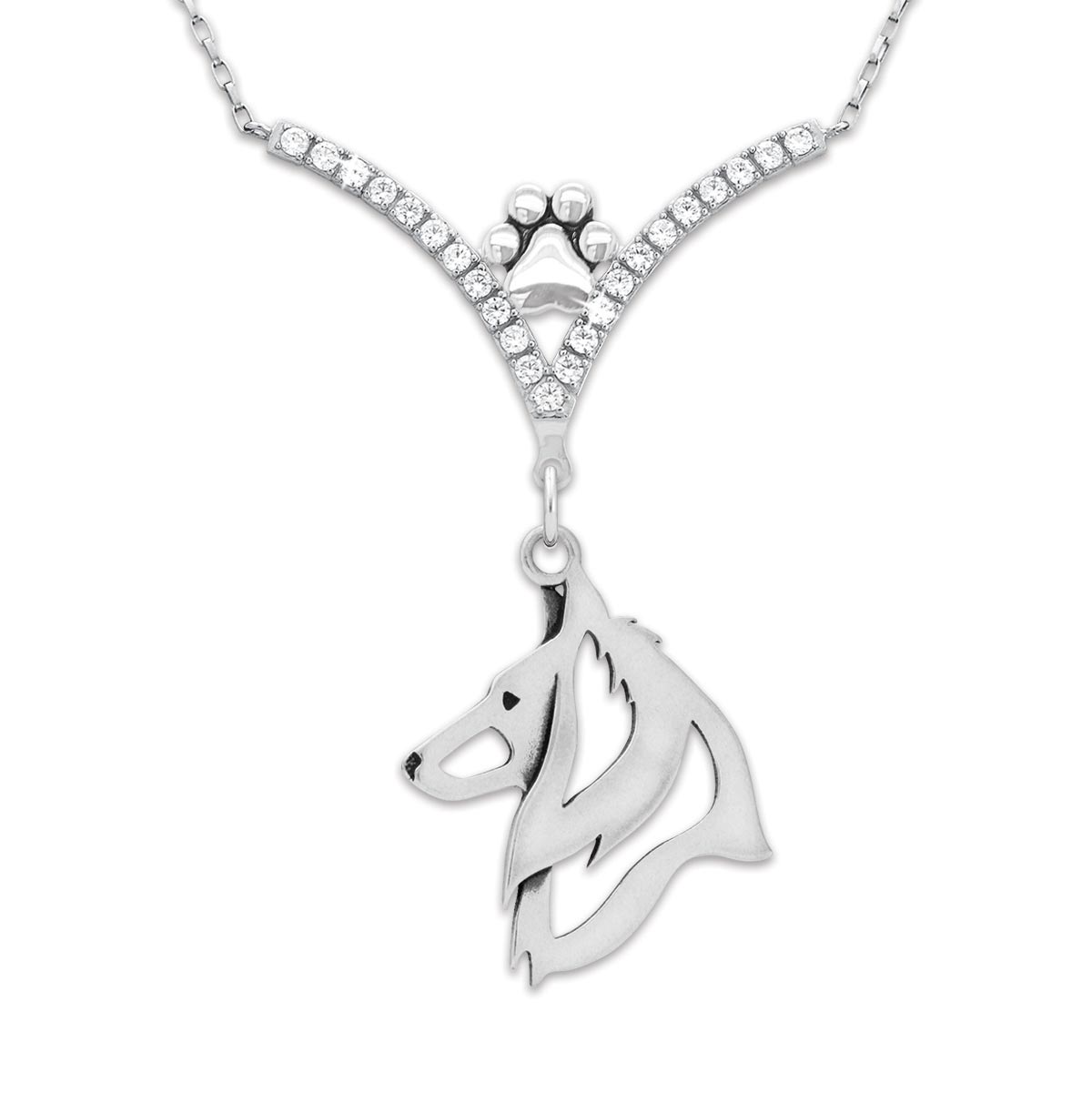 CZ Belgian Sheepdog Necklace